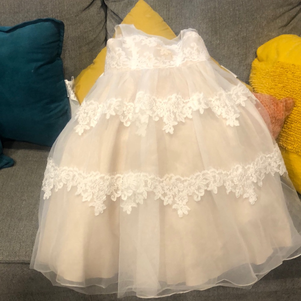 Beautiful flower girl dress ivory and champagne